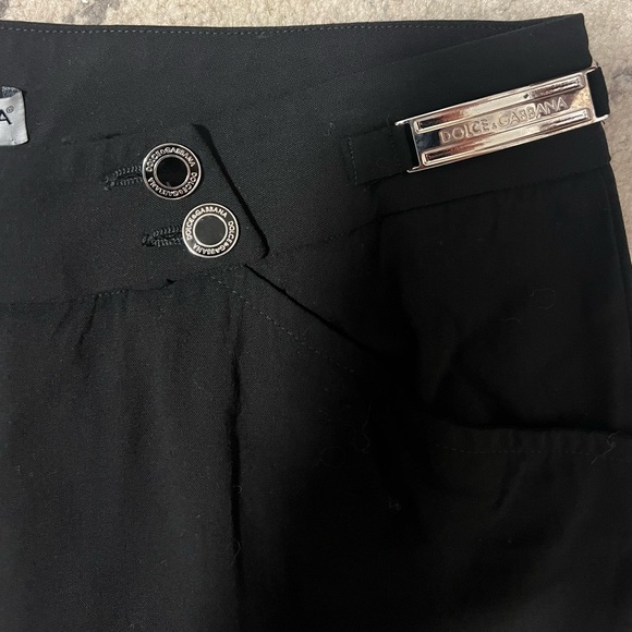 NWT Dolce Gabbana black wool viscose straight leg pants with metal detail - Picture 3 of 6